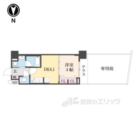 ベラジオ雅び烏丸十条2(1DK/1階)の間取り写真