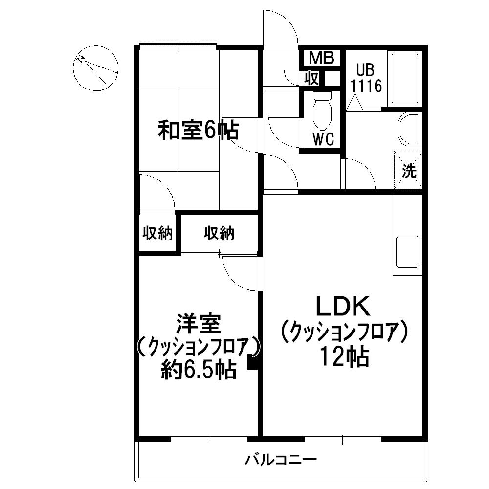 グリーンヒル岡村(2LDK/1階)の間取り写真