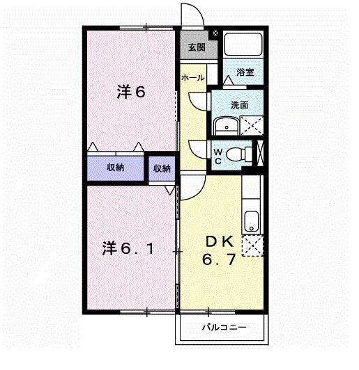センチュリ-21A(2DK/2階)の間取り写真