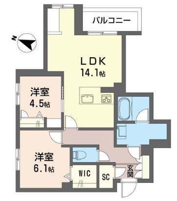 グランアリスティオ(2LDK/3階)の間取り写真