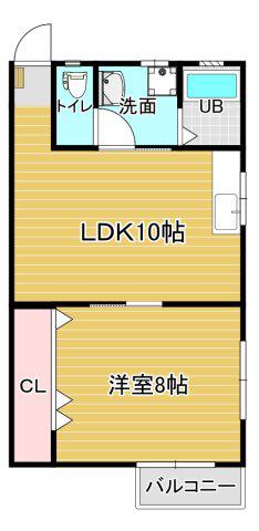 アナナメゾン2(1LDK/2階)の間取り写真