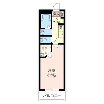 メイプルコートN(1K/2階)の間取り写真