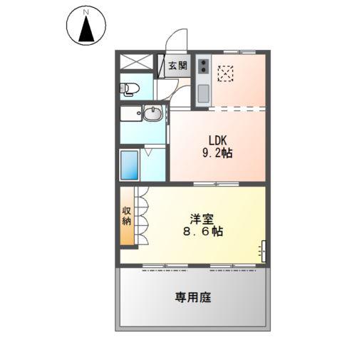 PRIMAMAISON(1LDK/1階)の間取り写真