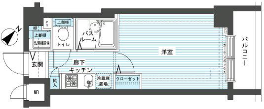 フェニックス新横濱エオール(1K/4階)の間取り写真