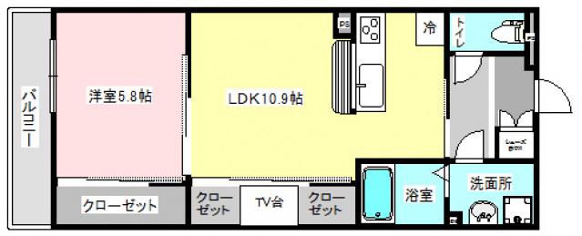 リブリ・SKYS THE LIMIT(1LDK/3階)の間取り写真