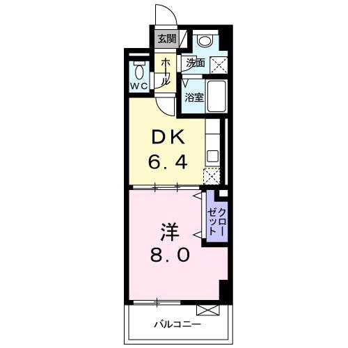 ハックベリー茨木南(1DK/4階)の間取り写真