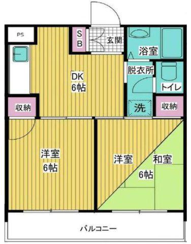 ハイコート甲子園(2DK/4階)の間取り写真