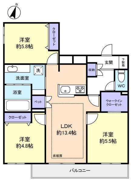 CHOUETTE MAISON(3LDK/2階)の間取り写真