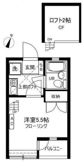 第3カインド(1K/2階)の間取り写真