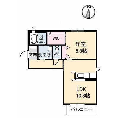 オーチャード D棟(1LDK/1階)の間取り写真