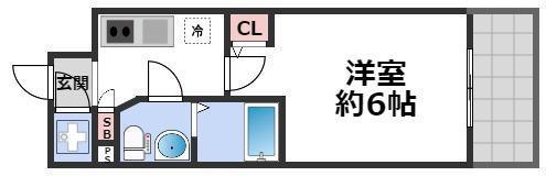 エスリード大阪NAGAHORI GATE(1K/13階)の間取り写真