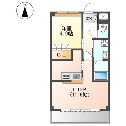 ドッグ ウッド(1LDK/1階)の間取り写真