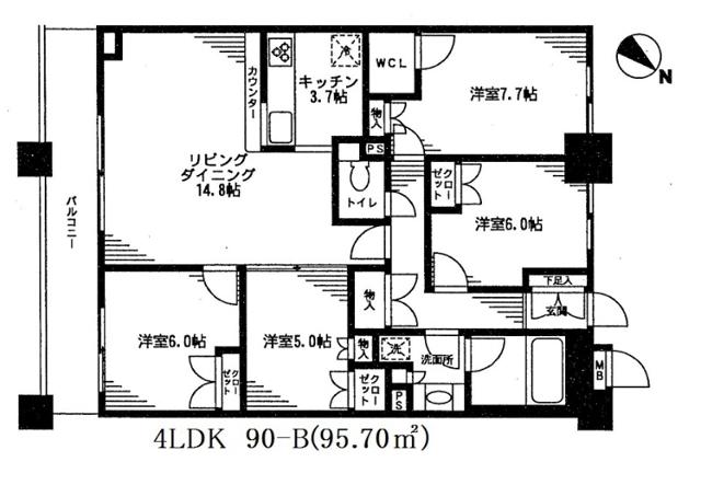 レジディア日本橋馬喰町(4LDK/15階)の間取り写真