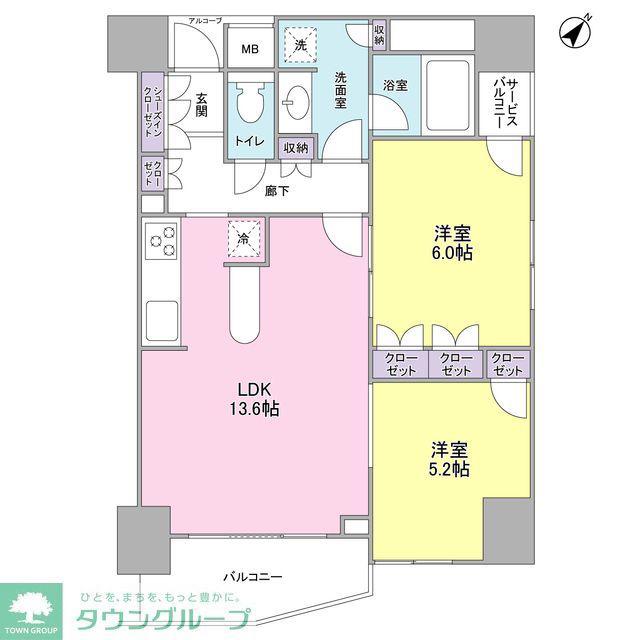 LASANTE五反田(2LDK/9階)の間取り写真