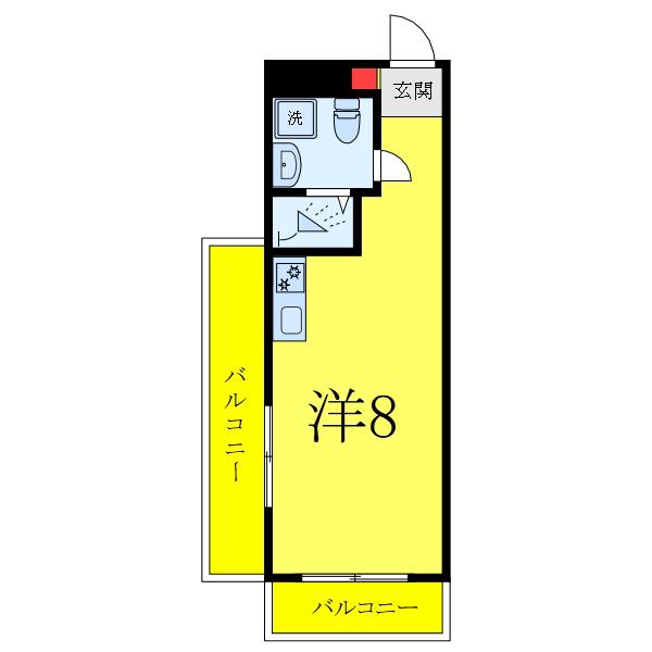 ハイクリプトメリア(ワンルーム/4階)の間取り写真