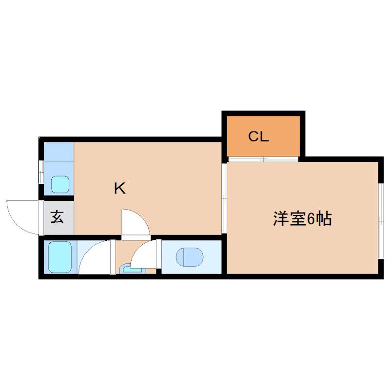 スフィーダ尼崎(1DK/2階)の間取り写真