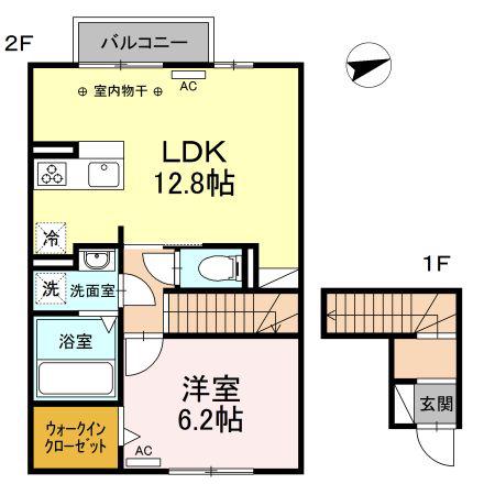 JUFA ジュファ(1LDK/2階)の間取り写真