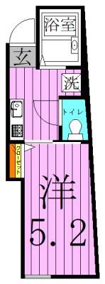 ロイヤルブルーゲート五反野(1K/2階)の間取り写真