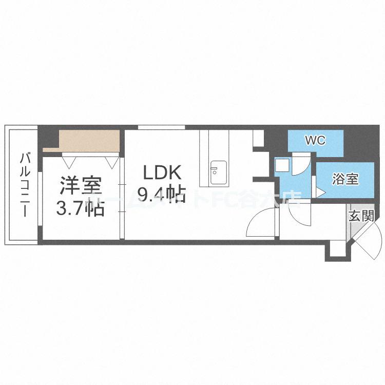 リップル南森町(1LDK/3階)の間取り写真