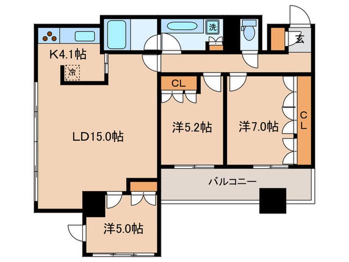 MFPR目黒タワー(3LDK/9階)の間取り写真