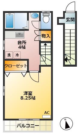 グリーングローヴ久我山(1K/2階)の間取り写真