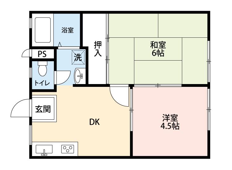 LEON田名(2DK/2階)の間取り写真