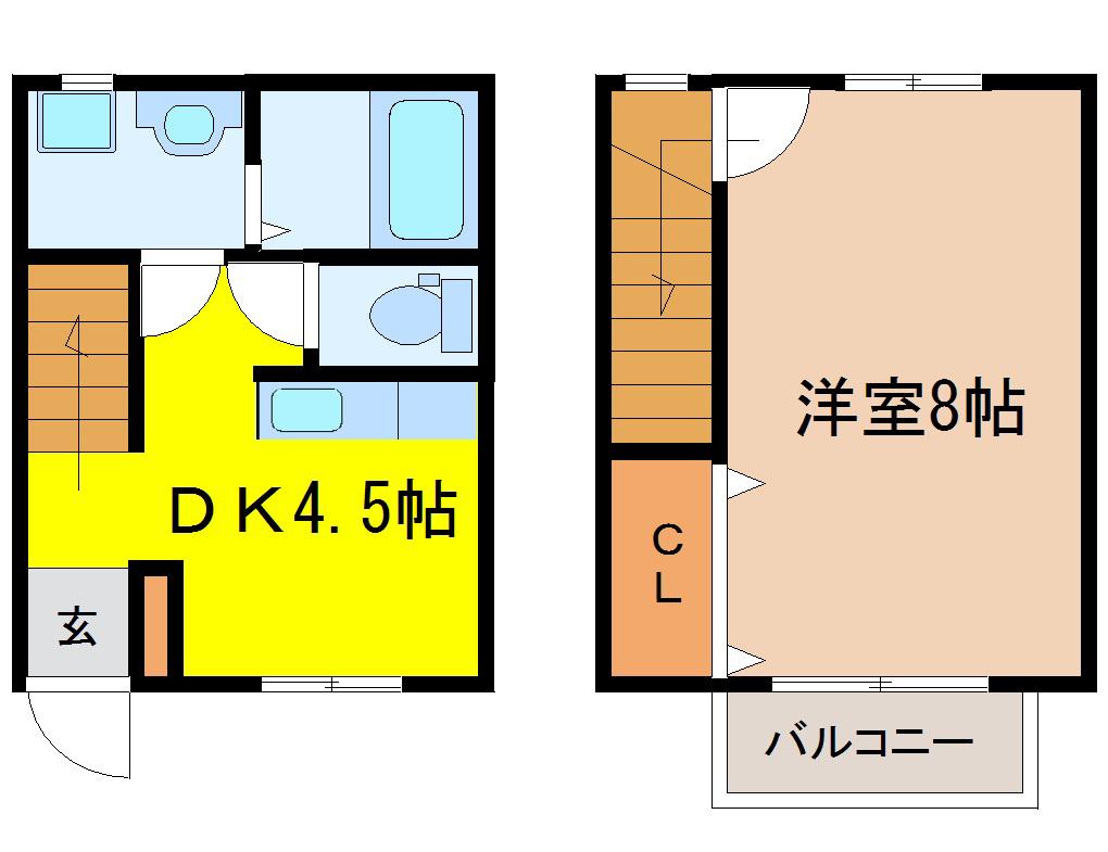 メゾネットK(1DK/1階)の間取り写真