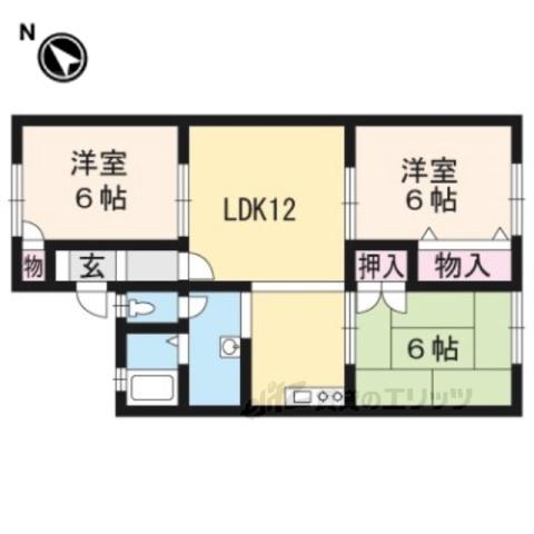 オクイハイツ(3LDK/2階)の間取り写真