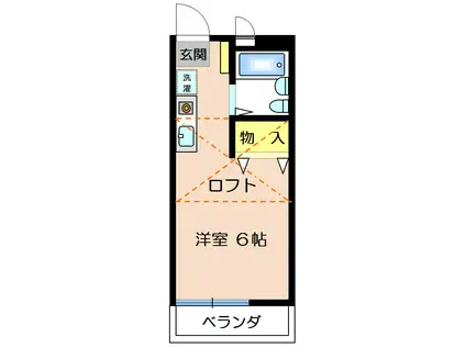 ハイツ野塩(ワンルーム/2階)の間取り写真