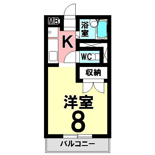 JR中央本線 多治見駅 徒歩19分 2階建 築30年(1K/2階)の間取り写真