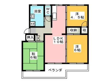 坂東コーポラス(3LDK/2階)の間取り写真