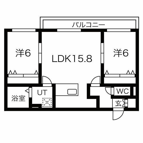 ノエル宮の沢(2LDK/2階)の間取り写真