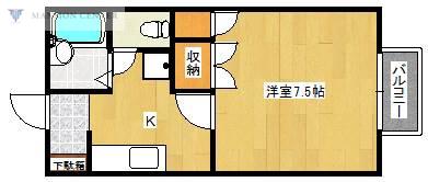 リバプール(1K/1階)の間取り写真