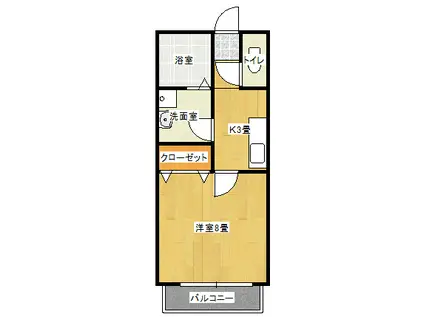 メゾン六本松(1K/1階)の間取り写真