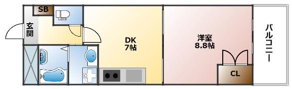プリマルーチェ大正(1LDK/3階)の間取り写真