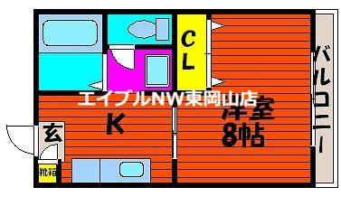 レジデアイ B棟(1K/1階)の間取り写真