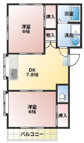 アレスト秀和B(2DK/2階)の間取り写真