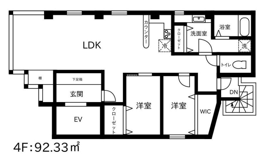 ITBビル(2LDK/4階)の間取り写真