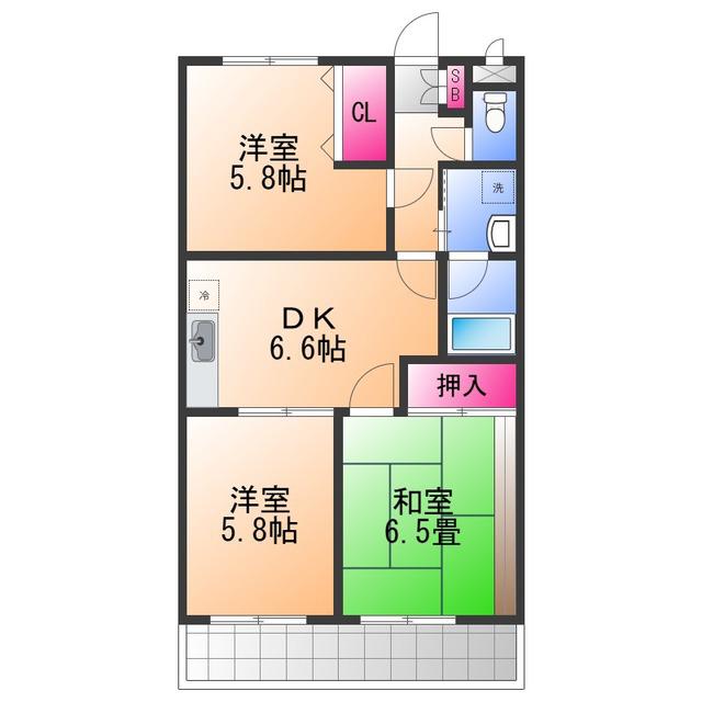 レイール泉南(3DK/3階)の間取り写真