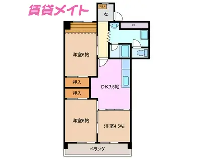 第1加藤ビル(3DK/4階)の間取り写真