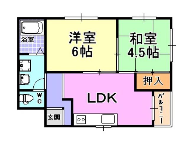 JUN芦屋(2LDK/2階)の間取り写真