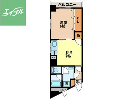 アブアルトマンション(1DK/3階)の間取り写真