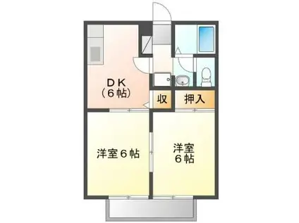 ビーライン多治米(2DK/1階)の間取り写真