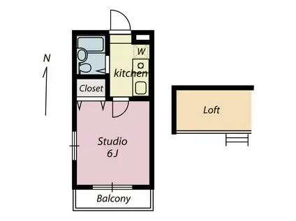 グッドパレス妻田西(1K/2階)の間取り写真