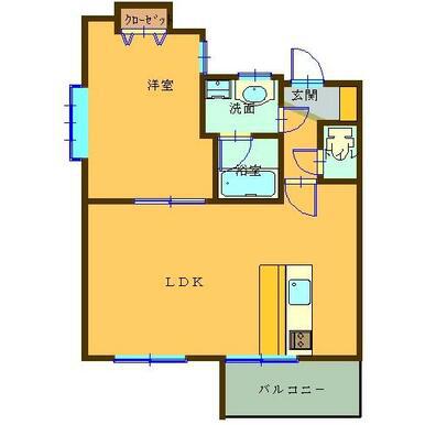 熊本市中央区本荘4丁目(1LDK/4階)の間取り写真