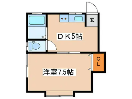 ハイム・ミドリ(1DK/2階)の間取り写真