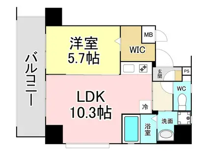 アイランドコート別院(1LDK/6階)の間取り写真
