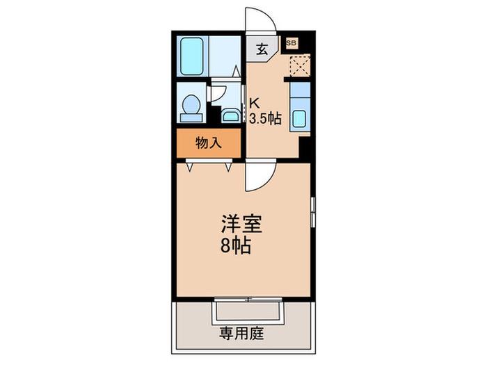 モナリエプライズ A棟(1K/1階)の間取り写真