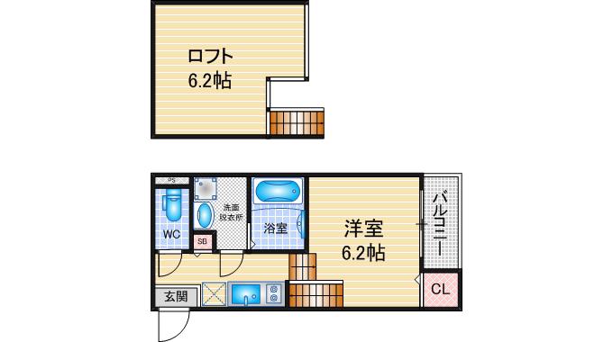 ハーモニーテラス豊(1SK/1階)の間取り写真