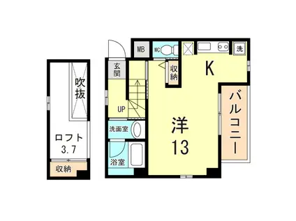 CREVIA(1K/2階)の間取り写真